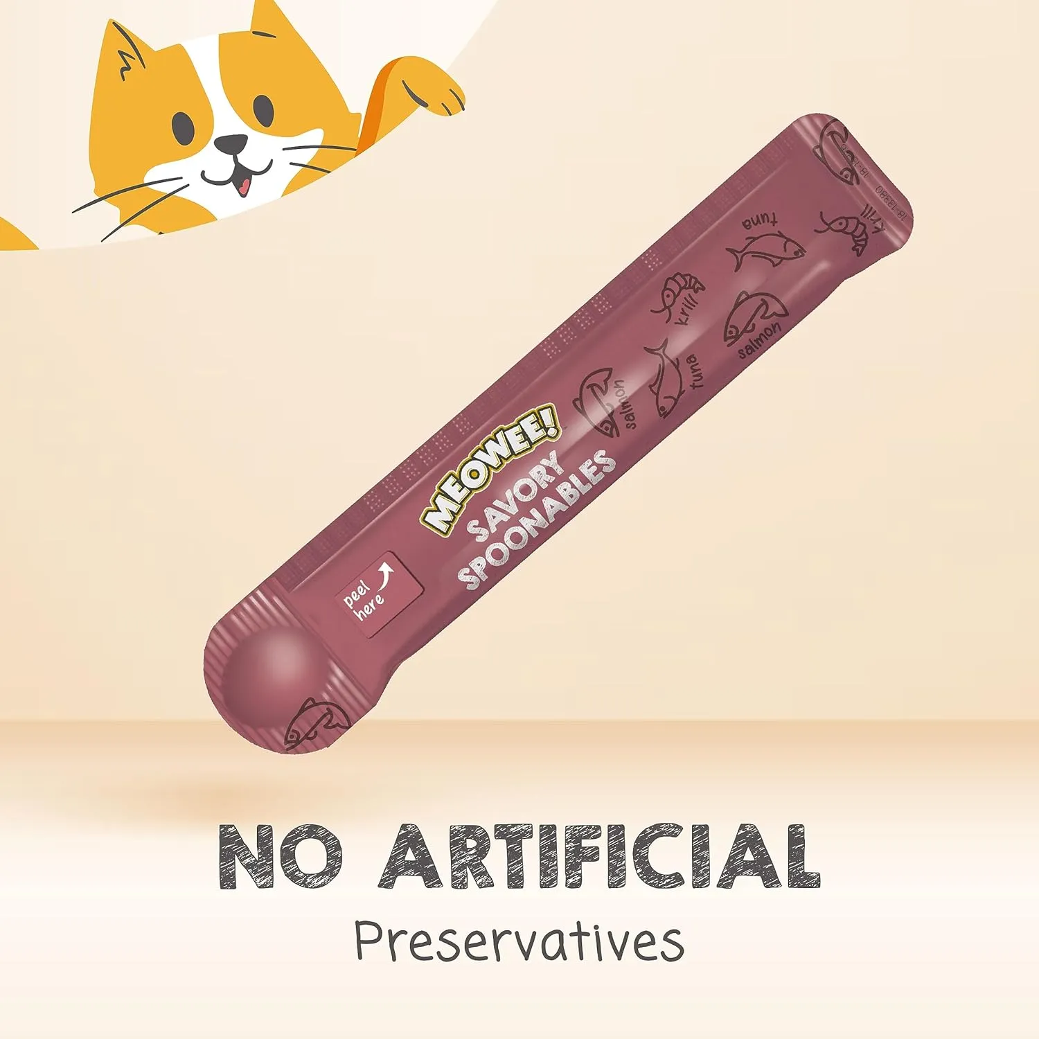 Savory Spoonables with Real Salmon, Tuna and Krill for Cats, 4 Count, Treat Your Cat to Triple Flavor Squeezable Lickable Wet Treats with Built-in Spoon for Less Mess