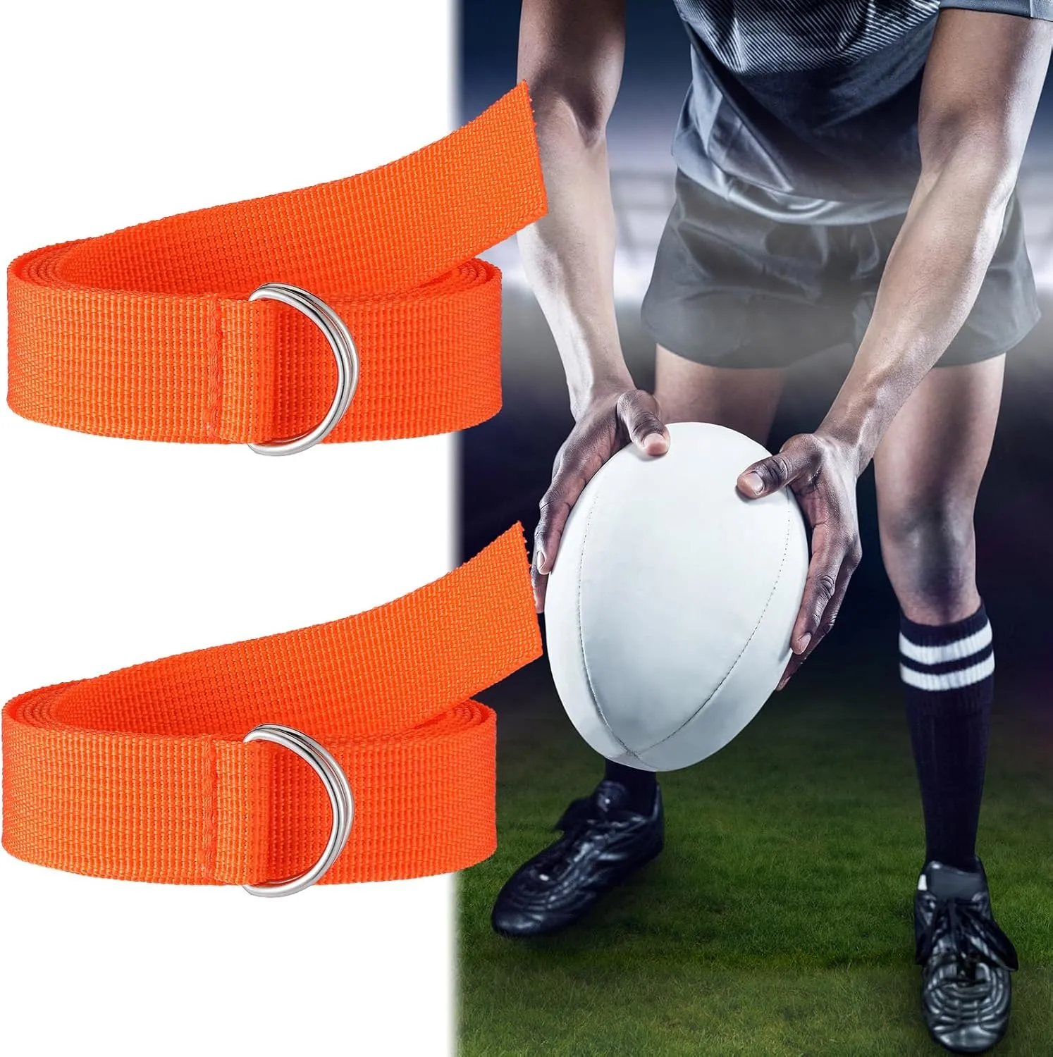 Seematn Web Football Belt 52 Inches Football Pants Belt D Ring Belts for Men Women Youth Boys Kids Girls