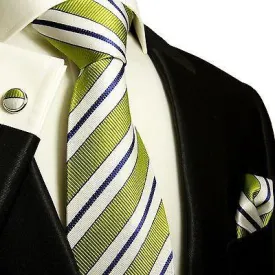 Silk Necktie Set by Paul Malone . Green