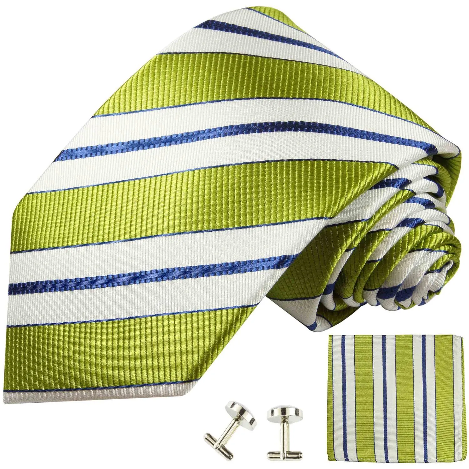 Silk Necktie Set by Paul Malone . Green
