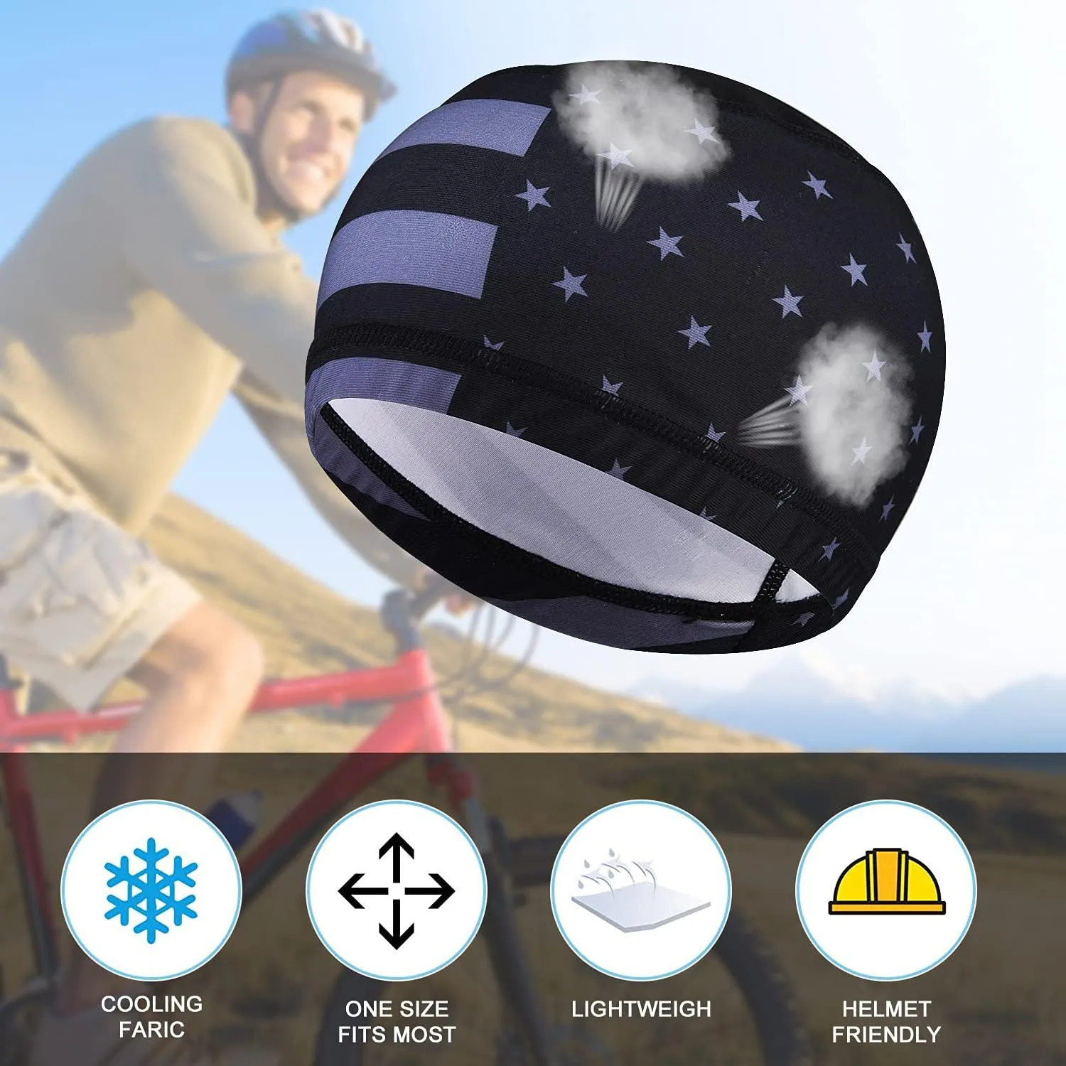 Skull Cap Helmet Liner Hard Hat Liner Running Beanie Head Wrap Bicycle Football Sweat Wicking Cycling Caps for Men Women