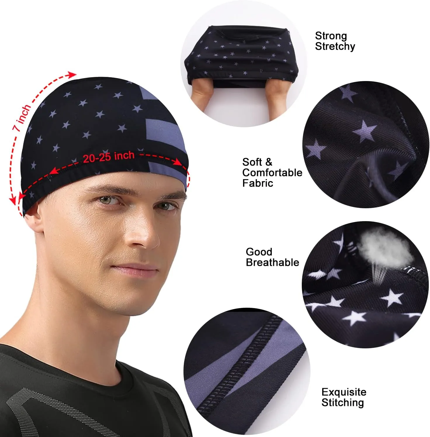 Skull Cap Helmet Liner Hard Hat Liner Running Beanie Head Wrap Bicycle Football Sweat Wicking Cycling Caps for Men Women
