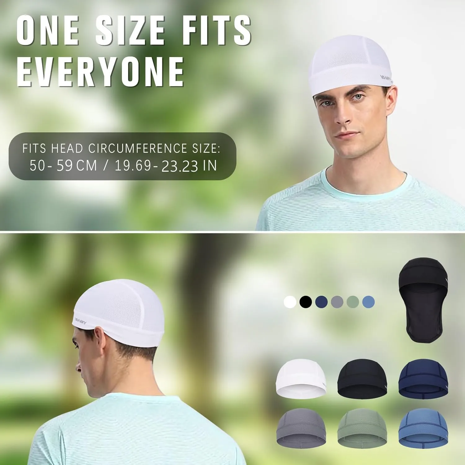 Skull Cap Helmet Liners for Men- Soft Elastic Cycling Cap Motorcycle Skull Cap Beanie Wicking Cap Bicycle Running Hats