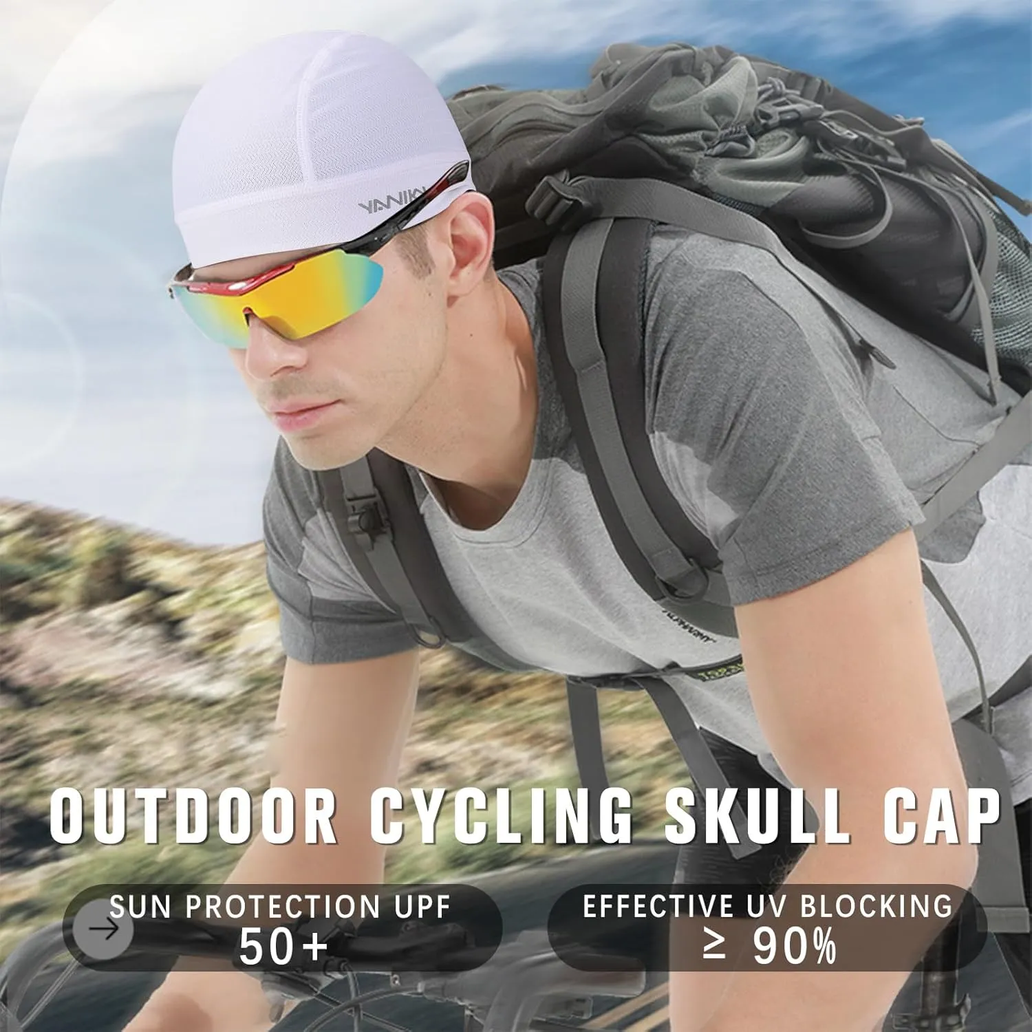 Skull Cap Helmet Liners for Men- Soft Elastic Cycling Cap Motorcycle Skull Cap Beanie Wicking Cap Bicycle Running Hats