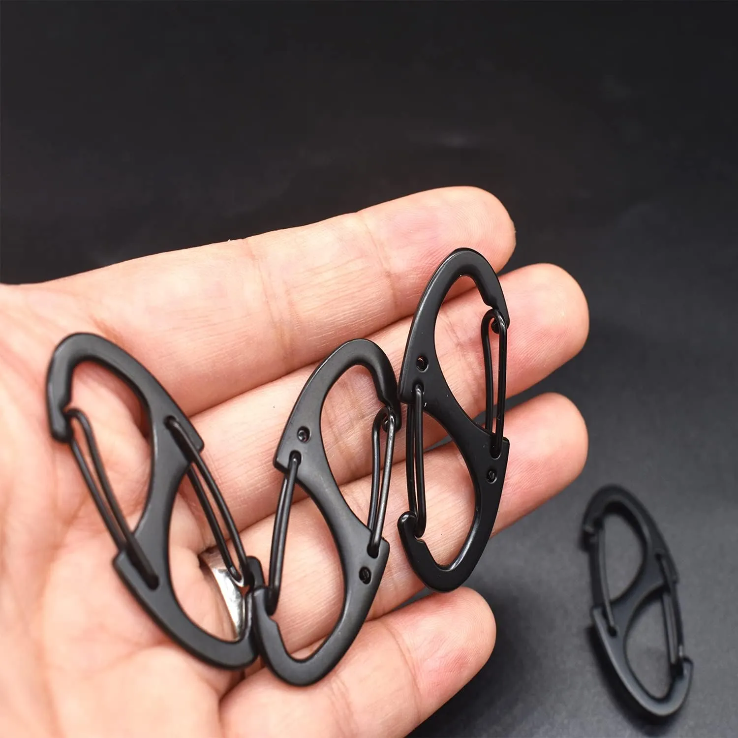 Small Carabiner Clips 1.6 inch(41mm) Metal Double Sided Spring Gate Snap Hooks Keychain Clasp Accessories