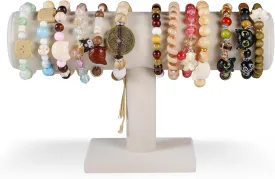 T-Bar Bracelet Display Stand for Selling, Jewelry Storage, Bracelet Holder Stand, Earring, Bangle, Jewelry Business Supplies, Watch holder for Women & Men, Black Velvet (Beige Velvet)