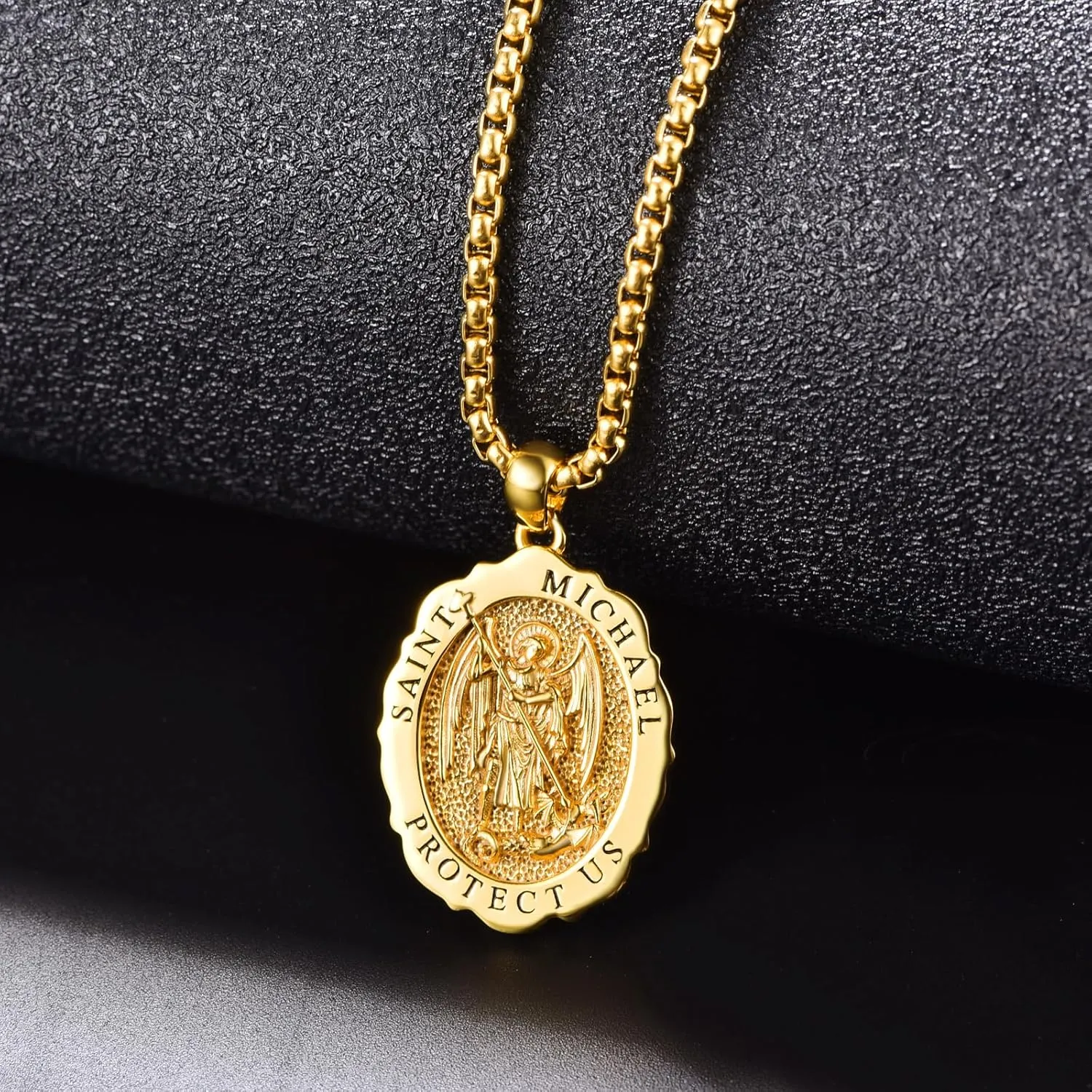 TANGPOET Saint Medals Pendant Necklace for Men Women 925 Sterling Silver 24K Gold Plated Patron Religious Christian Protection Amulet Jewelry Gifts for Birthday Mothers Fathers Day Christmas