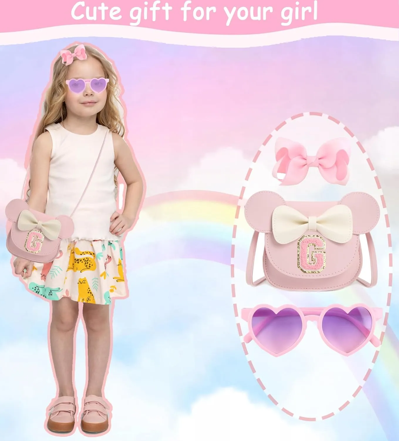 Toddler Purse for Girls Birthday Gift, Little Girls Purse Kids Wallet Mouse Crossbody Bag Gift Set