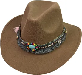 Trendy Fedora Hats for Men & Women Retro Style Warm Wool Fedora Hat Adjustable Wide Brim Panama Hat