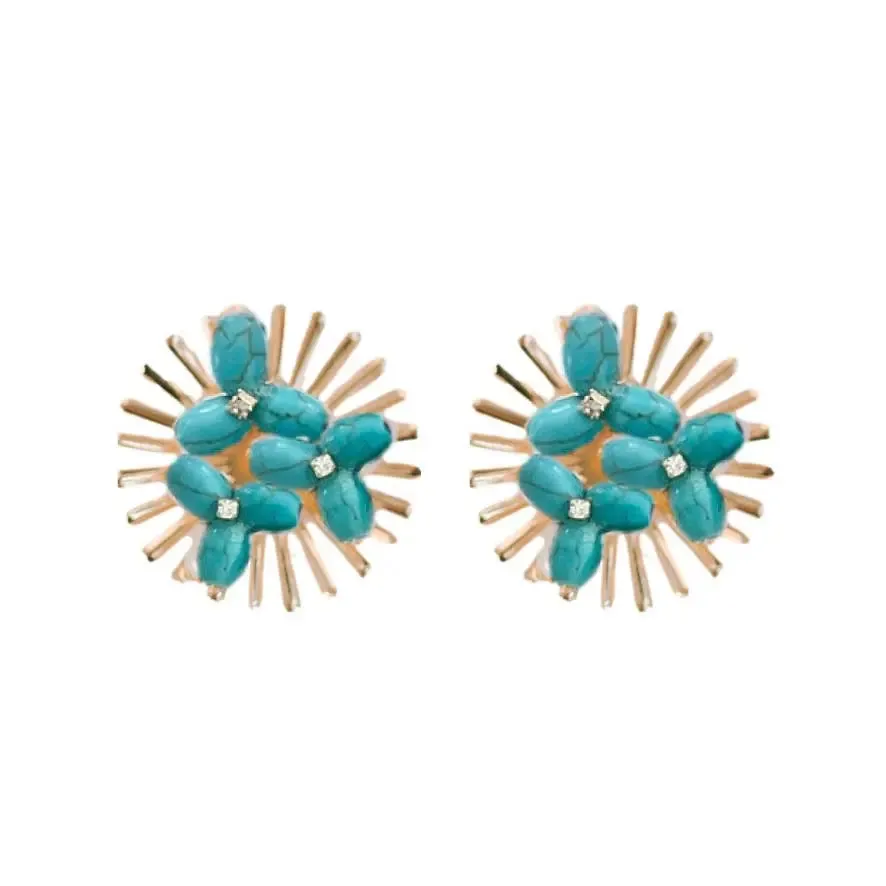 Turquoise Sunburst Stud Earrings