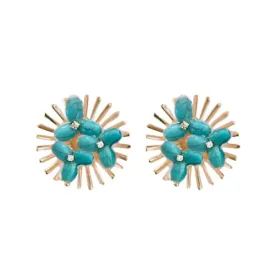 Turquoise Sunburst Stud Earrings