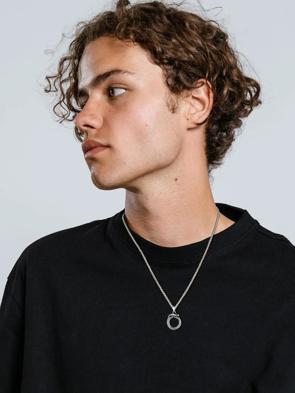 U7 Punk Chameleon/Eagle/Dragon/Hawk/Wolf Necklaces for Men Women, Retro Black Stainless Steel Animal Pendant Personalized Jewelry Gift Cool Necklace with 22 Inch Chain