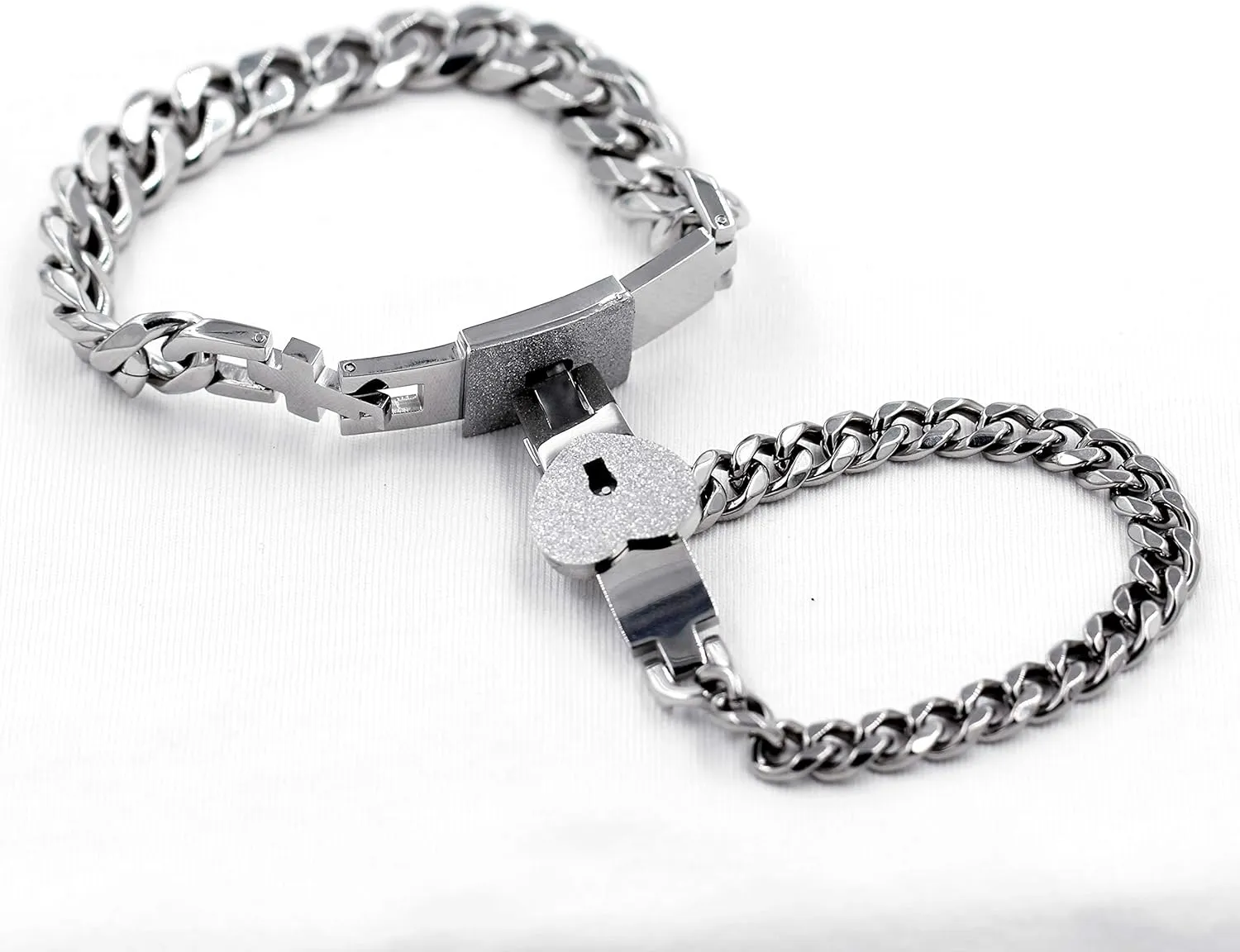Uloveido Rose Gold Plated Titanium Matching Puzzle Couple Heart Lock Bracelet and Key Pendant Necklace for Men and Women
