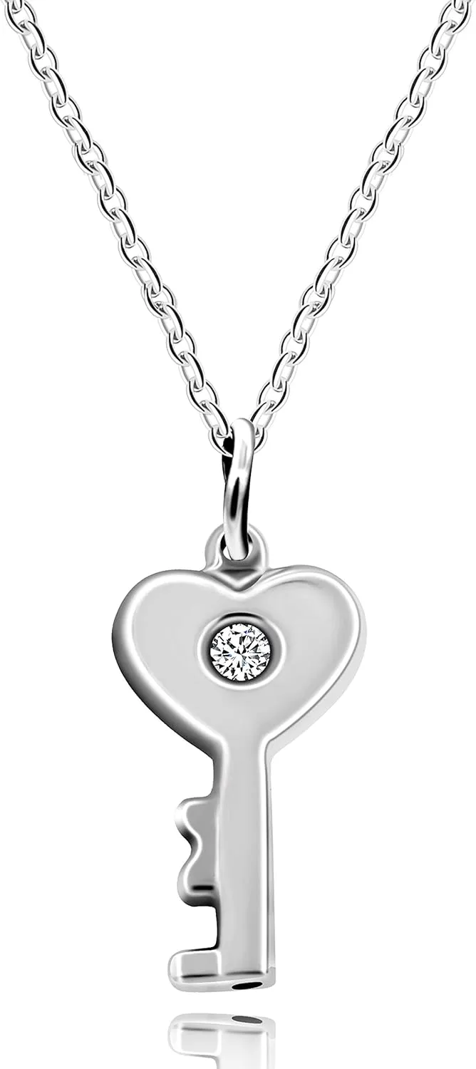 Uloveido Titanium Steel Key Pendant Necklace and Square Lock Bangle Bracelet Set for Couples Valetines Gifts