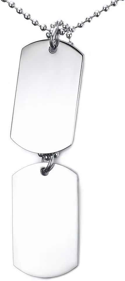 VNOX Dog Tag Necklace for Men Personalized Stainless Steel Military US Army ID Tag Double Dog Tag Dangling Pendant Necklace