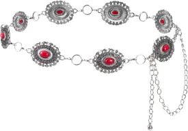 Western Oval Concho Chain Belt for Women Metal Waist Chain Belt for Dresses Jeans Western Cowgirl