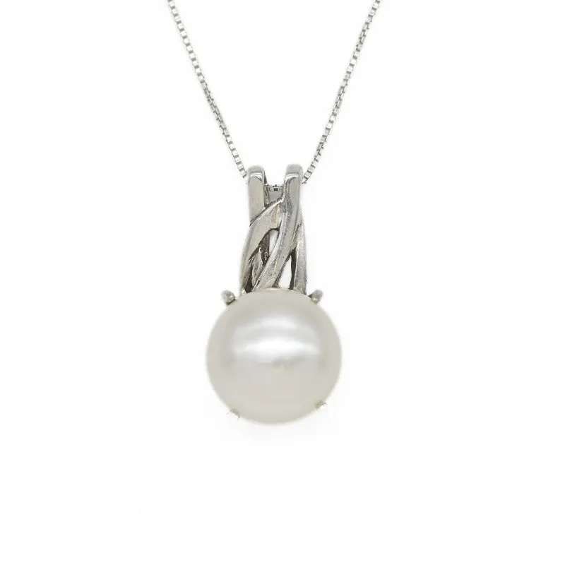 White Pearl Necklace - Genuine Pearl Necklace -  White Vintage Pendant
