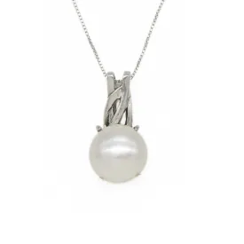 White Pearl Necklace - Genuine Pearl Necklace -  White Vintage Pendant