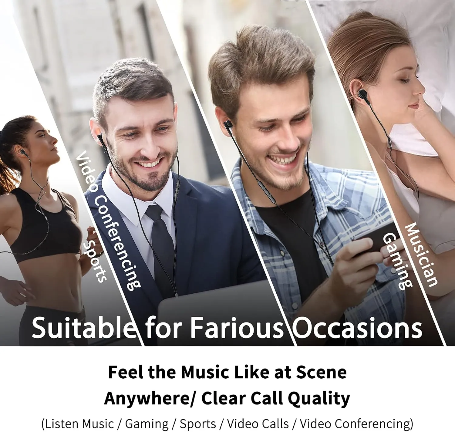 Wired Earbuds with Microphone, Wired Earphones in-Ear Headphones HiFi Stereo, Powerful Bass and Crystal Clear Audio, Compatible with iPhone, iPad, Android, Computer Most with 3.5mm Jack