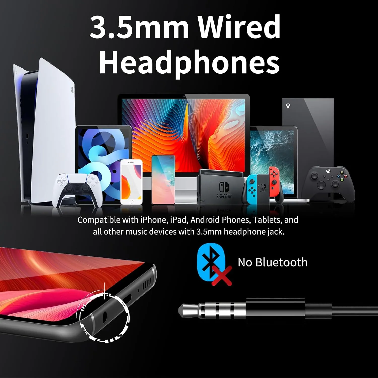 Wired Earbuds with Microphone, Wired Earphones in-Ear Headphones HiFi Stereo, Powerful Bass and Crystal Clear Audio, Compatible with iPhone, iPad, Android, Computer Most with 3.5mm Jack