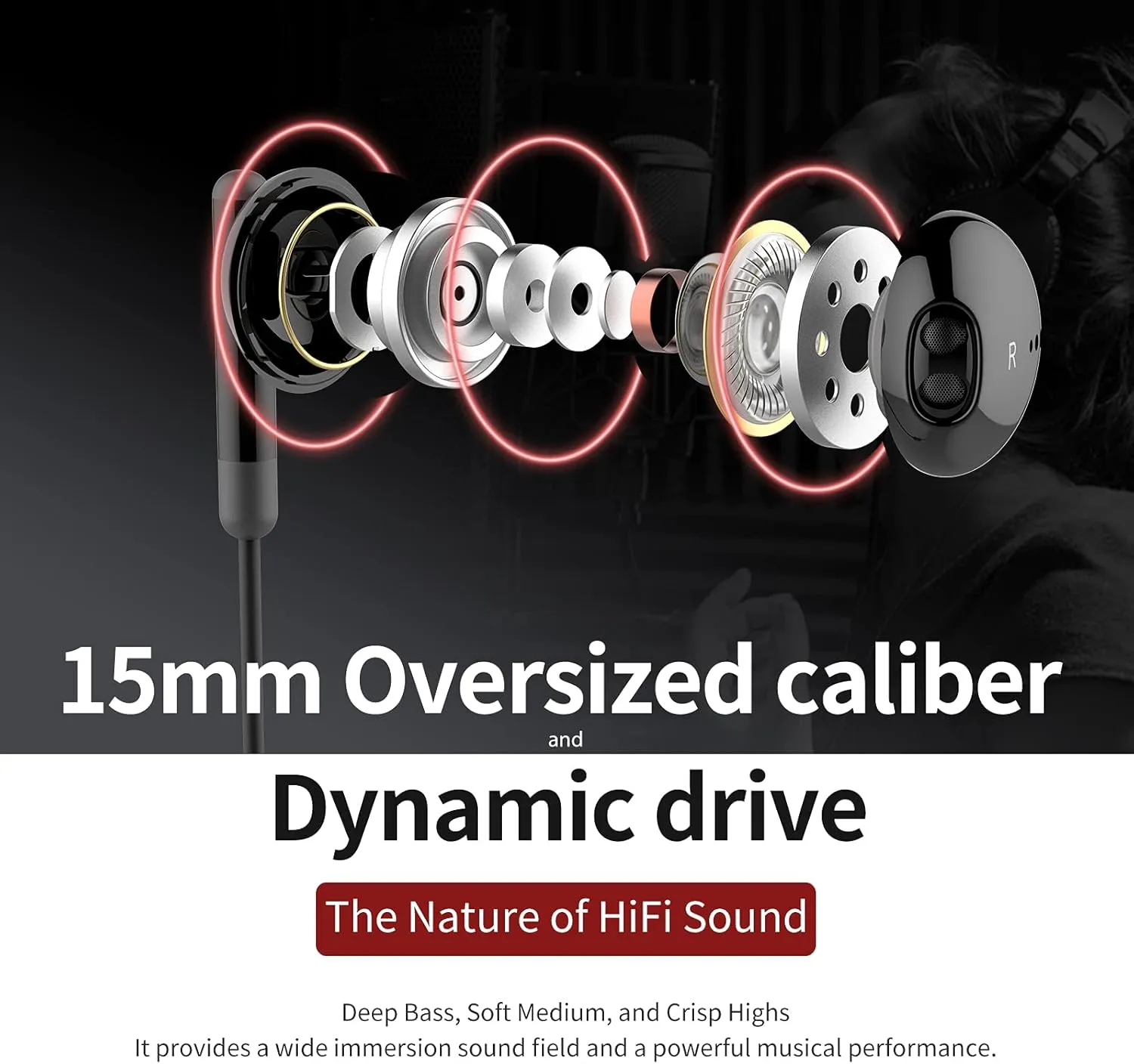 Wired Earbuds with Microphone, Wired Earphones in-Ear Headphones HiFi Stereo, Powerful Bass and Crystal Clear Audio, Compatible with iPhone, iPad, Android, Computer Most with 3.5mm Jack