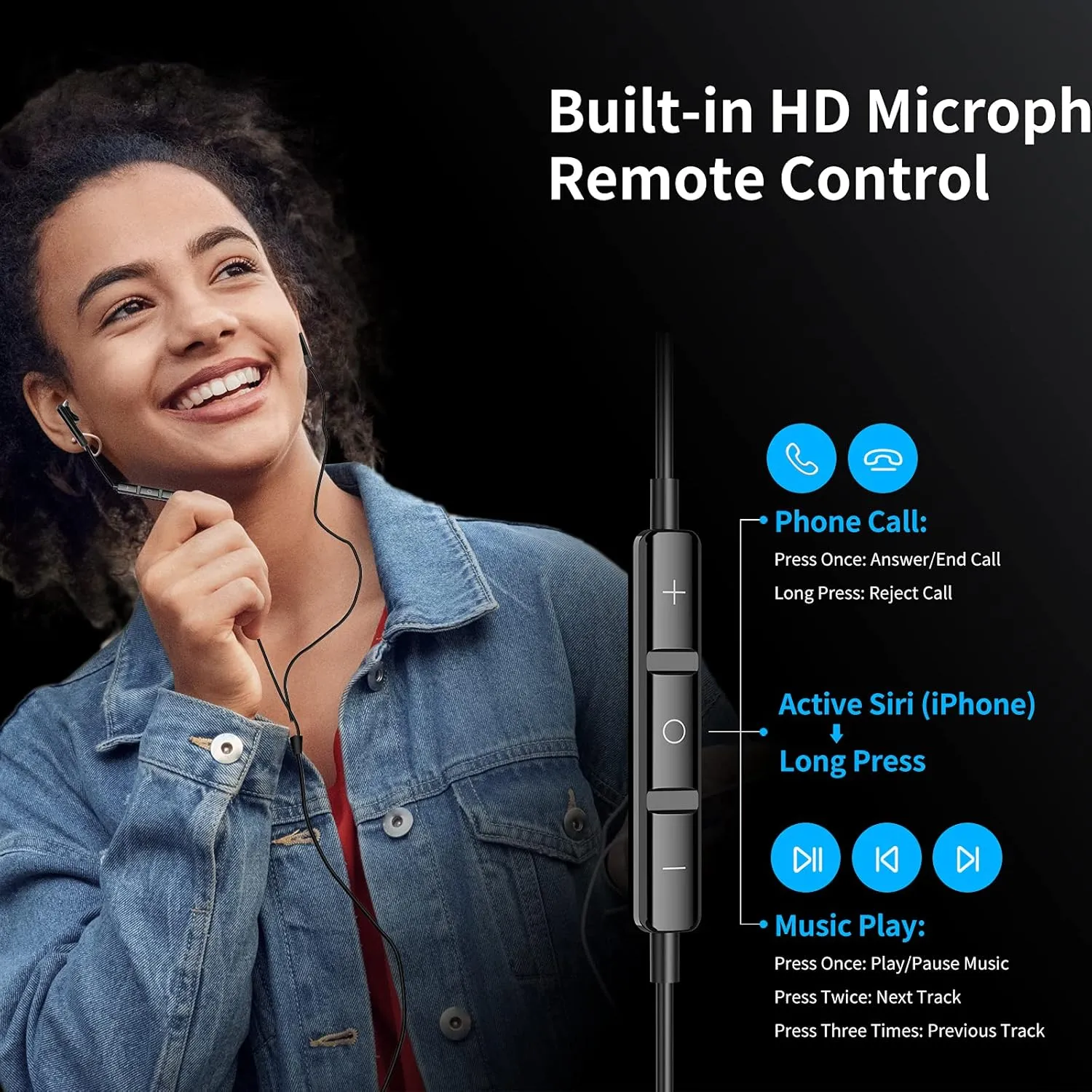Wired Earbuds with Microphone, Wired Earphones in-Ear Headphones HiFi Stereo, Powerful Bass and Crystal Clear Audio, Compatible with iPhone, iPad, Android, Computer Most with 3.5mm Jack