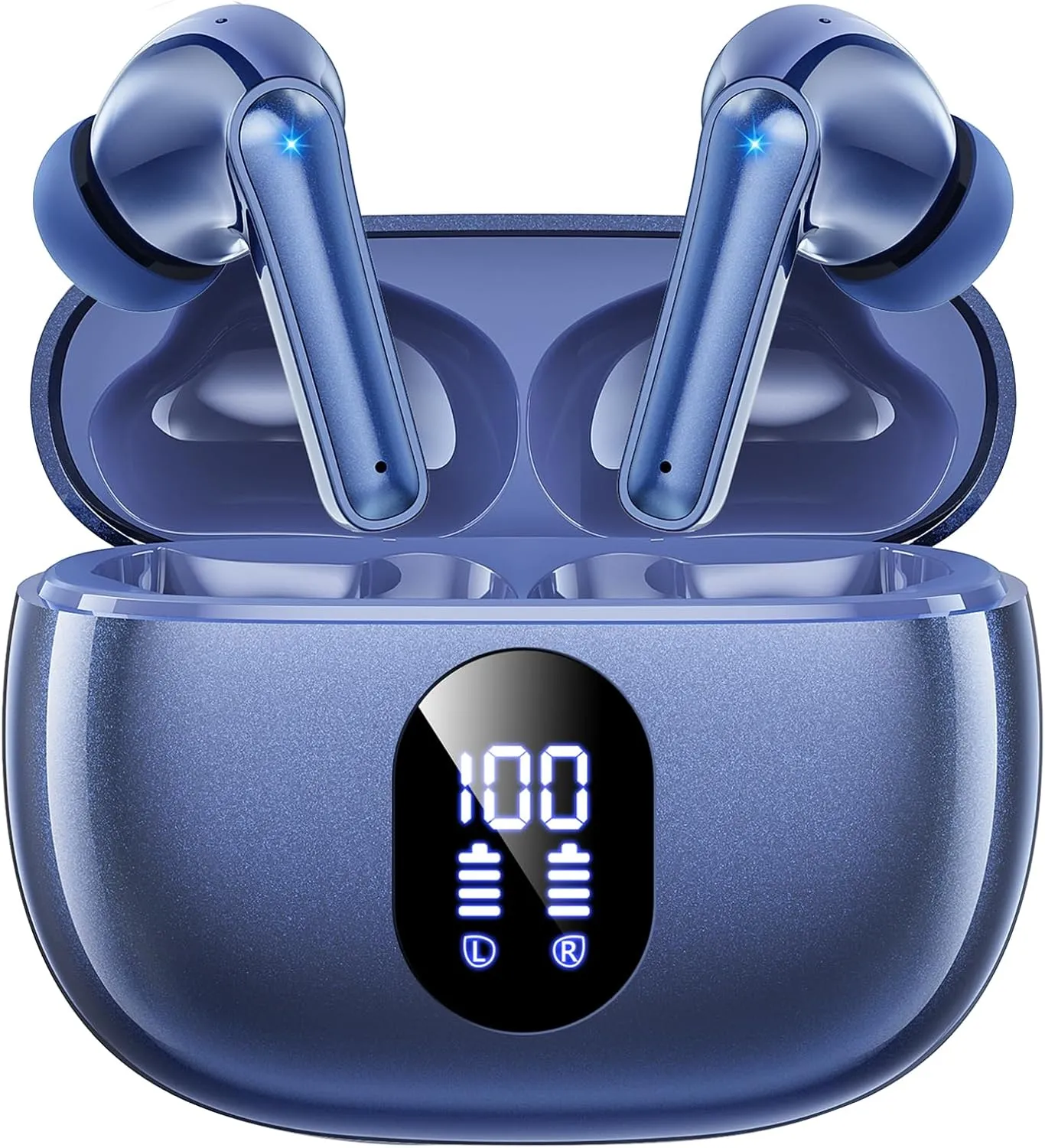 Wireless Earbuds, 2025 Ear Buds with Big Bass Stereo Sound, Lightweight Bluetooth Earbuds with 48 Hours Playtime, in-Ear Fit Earphones, IPX7, Hands-Free Calls with AI for iPhone, Android, Pad