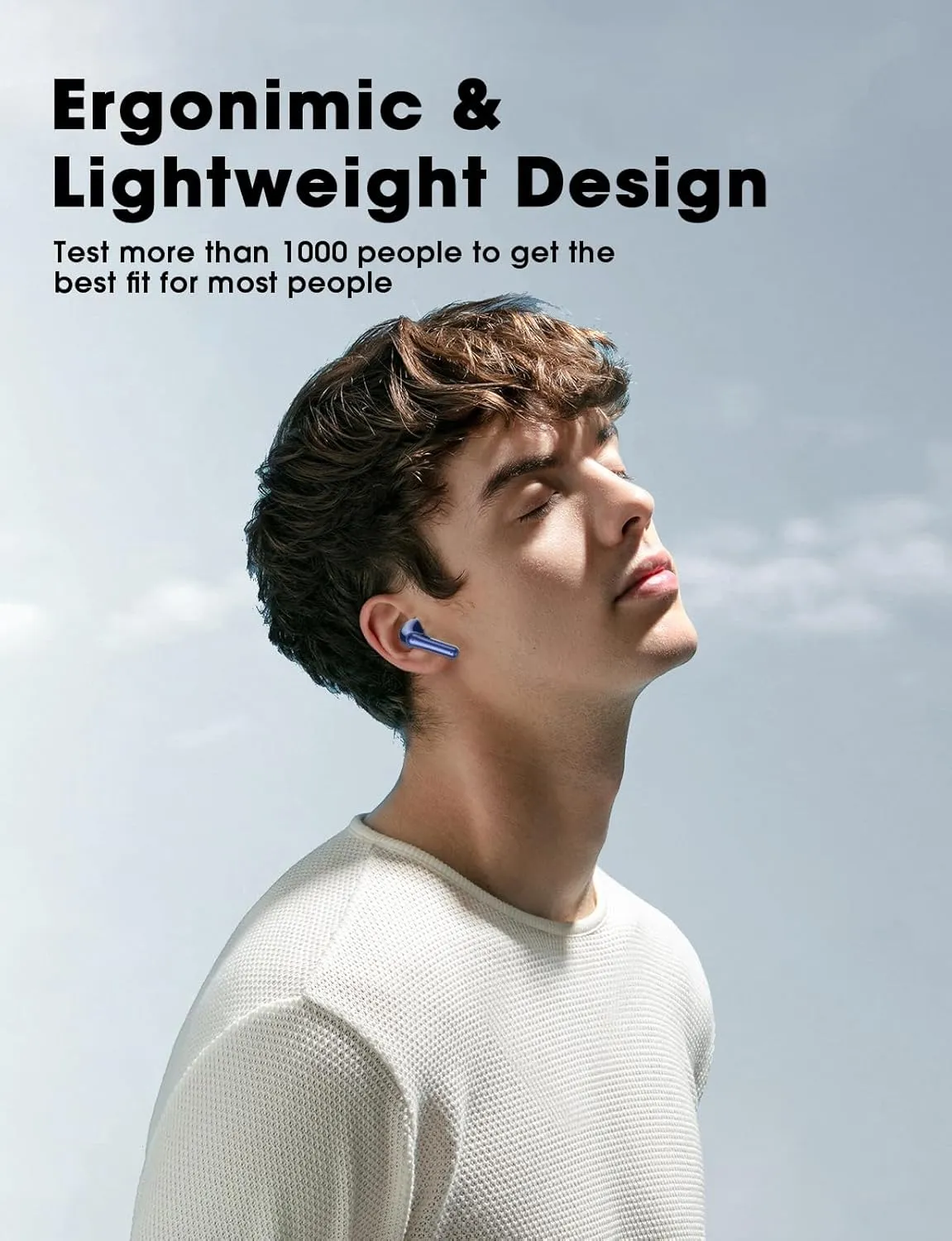 Wireless Earbuds, 2025 Ear Buds with Big Bass Stereo Sound, Lightweight Bluetooth Earbuds with 48 Hours Playtime, in-Ear Fit Earphones, IPX7, Hands-Free Calls with AI for iPhone, Android, Pad