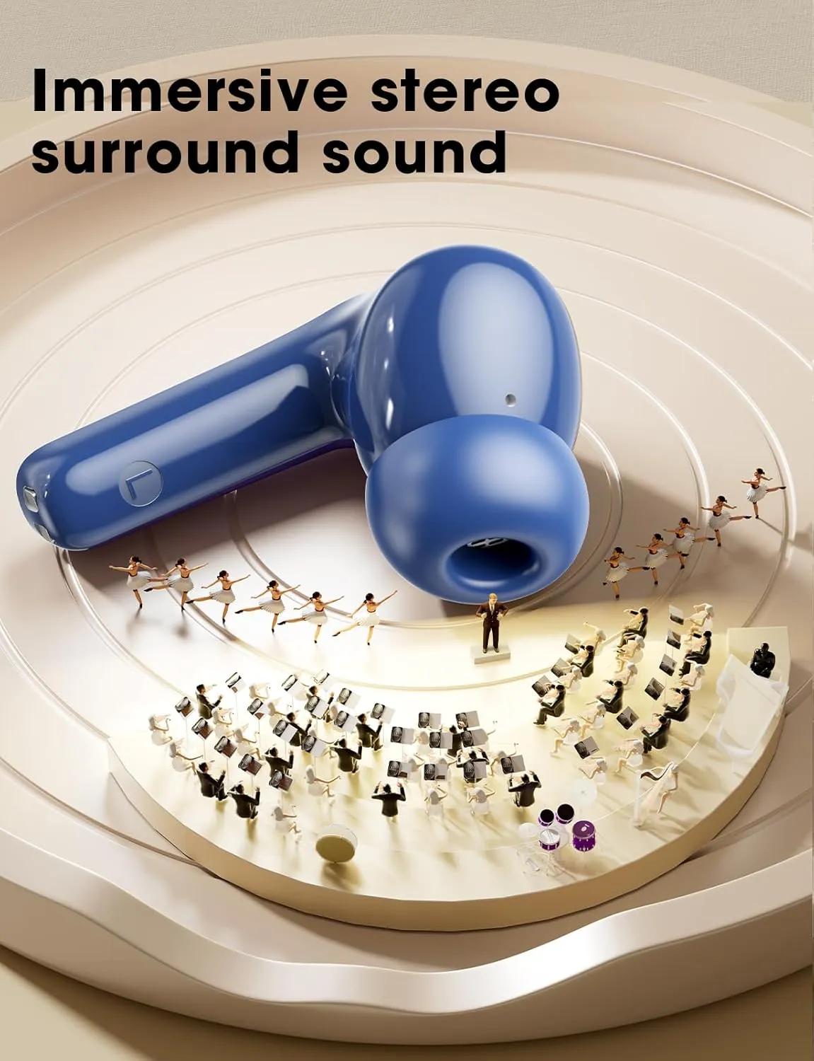 Wireless Earbuds, 2025 Ear Buds with Big Bass Stereo Sound, Lightweight Bluetooth Earbuds with 48 Hours Playtime, in-Ear Fit Earphones, IPX7, Hands-Free Calls with AI for iPhone, Android, Pad