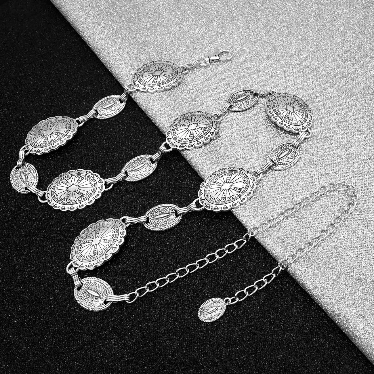 Women's Concho Chain Belt Western Cowgirl Metal Waist Chain Belt for Dress