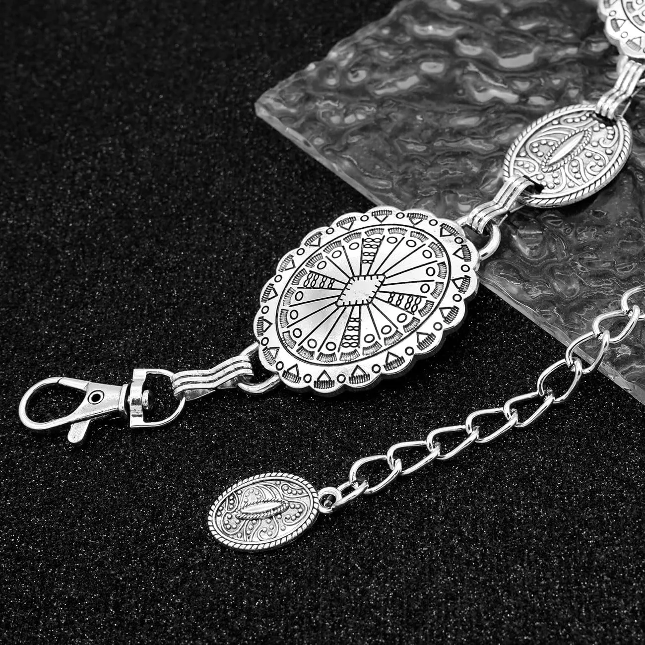 Women's Concho Chain Belt Western Cowgirl Metal Waist Chain Belt for Dress