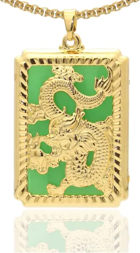 Xusamss Punk Jewelry Plated 18K Gold Dragon Dog Tag Pendant Necklace,22inches Box Chain