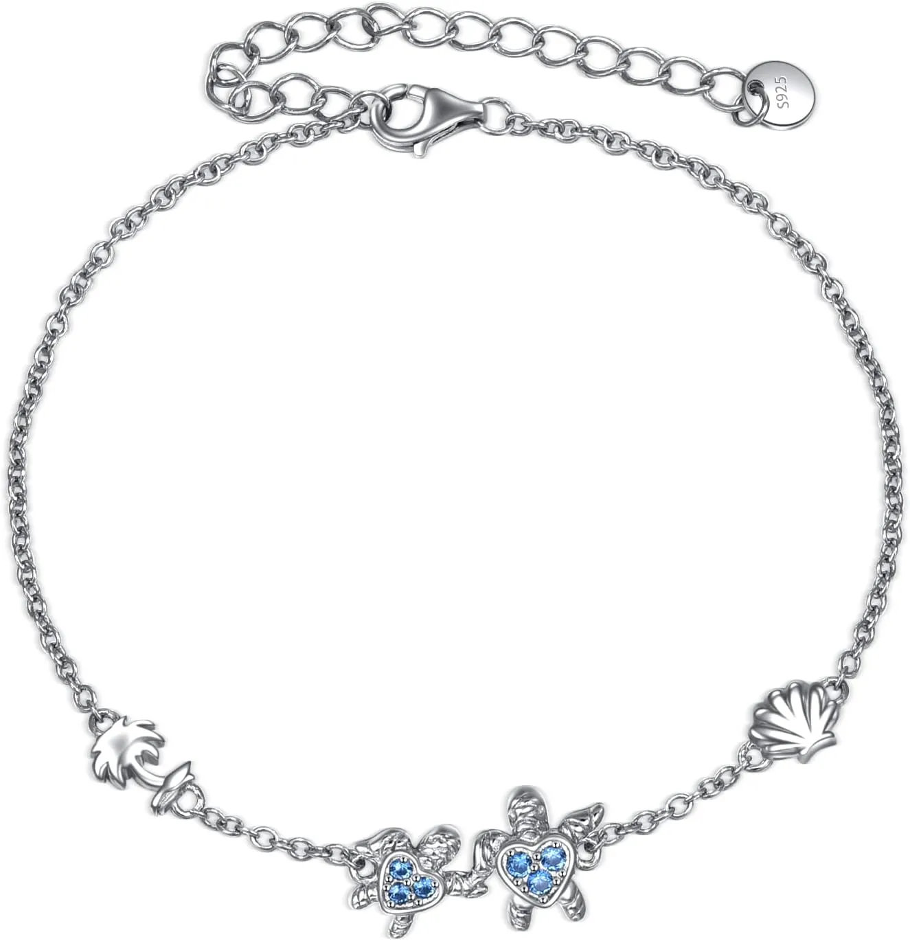 YAFEINI Ankle Bracelets for Women Sterling Silver Mermaid Turtle Ladybug Butterfly Moon Star Pineapple Anklet Link Chain Anklets Jewelry Gifts for Women